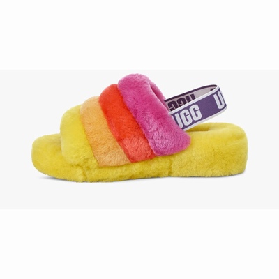 Chinelos UGG Rainbow Fluff Yeah Homem Multicoloridas Amarelas | PT-GFQOV